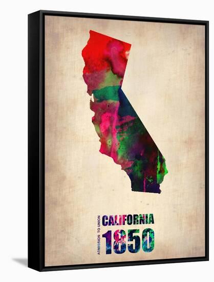 California Watercolor Map-NaxArt-Framed Stretched Canvas