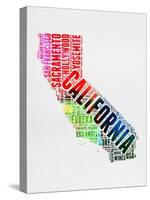 California Watercolor Word Cloud-NaxArt-Stretched Canvas