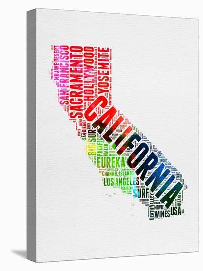 California Watercolor Word Cloud-NaxArt-Stretched Canvas