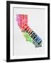 California Watercolor Word Cloud-NaxArt-Framed Art Print