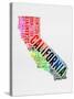 California Watercolor Word Cloud-NaxArt-Stretched Canvas