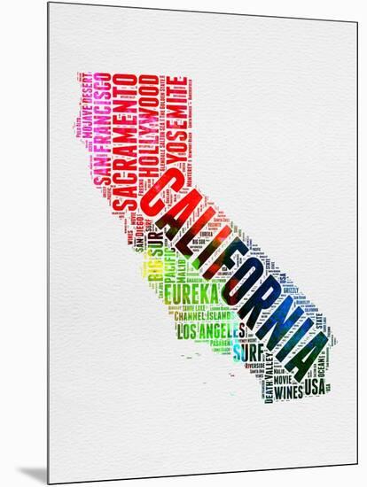 California Watercolor Word Cloud-NaxArt-Mounted Art Print