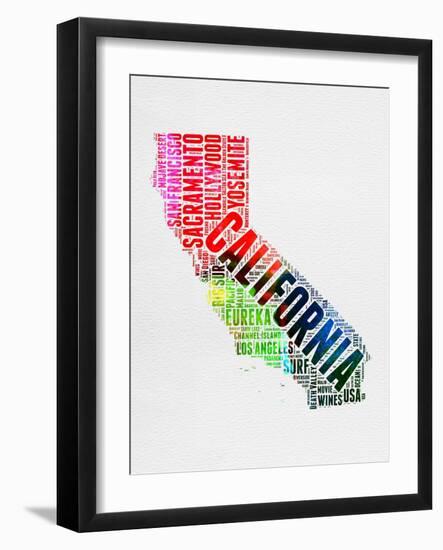 California Watercolor Word Cloud-NaxArt-Framed Art Print