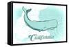 California - Whale - Teal - Coastal Icon-Lantern Press-Framed Stretched Canvas