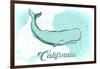 California - Whale - Teal - Coastal Icon-Lantern Press-Framed Art Print