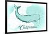 California - Whale - Teal - Coastal Icon-Lantern Press-Framed Art Print