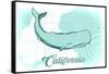 California - Whale - Teal - Coastal Icon-Lantern Press-Framed Stretched Canvas