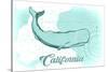 California - Whale - Teal - Coastal Icon-Lantern Press-Stretched Canvas