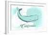 California - Whale - Teal - Coastal Icon-Lantern Press-Framed Art Print