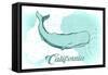 California - Whale - Teal - Coastal Icon-Lantern Press-Framed Stretched Canvas