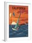 California - Wind Surfing-Lantern Press-Framed Art Print
