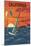 California - Wind Surfing-Lantern Press-Mounted Art Print