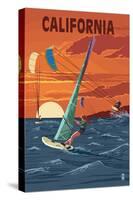 California - Wind Surfing-Lantern Press-Stretched Canvas