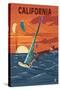 California - Wind Surfing-Lantern Press-Stretched Canvas