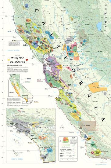 California Wine Map Poster-null-Lamina Framed Poster