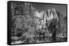 California, Yosemite NP. Yosemite Falls Reflects in the Merced River-Dennis Flaherty-Framed Stretched Canvas