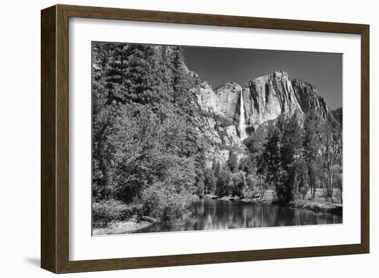 California, Yosemite NP. Yosemite Falls Reflects in the Merced River-Dennis Flaherty-Framed Photographic Print