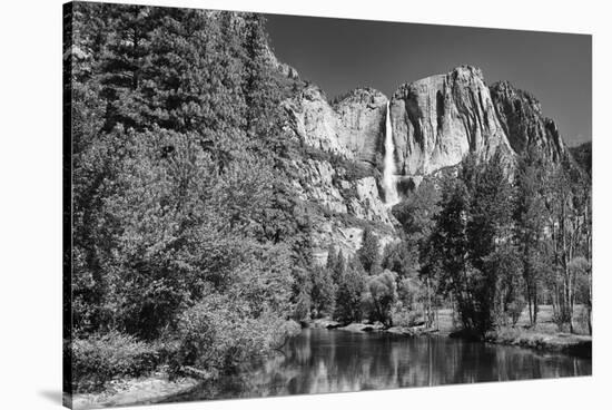 California, Yosemite NP. Yosemite Falls Reflects in the Merced River-Dennis Flaherty-Stretched Canvas