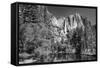 California, Yosemite NP. Yosemite Falls Reflects in the Merced River-Dennis Flaherty-Framed Stretched Canvas