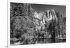 California, Yosemite NP. Yosemite Falls Reflects in the Merced River-Dennis Flaherty-Framed Premium Photographic Print