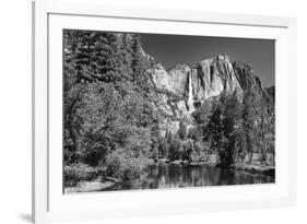 California, Yosemite NP. Yosemite Falls Reflects in the Merced River-Dennis Flaherty-Framed Photographic Print