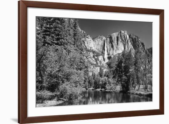 California, Yosemite NP. Yosemite Falls Reflects in the Merced River-Dennis Flaherty-Framed Photographic Print