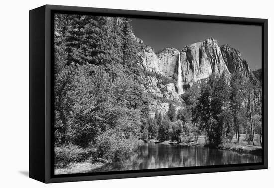 California, Yosemite NP. Yosemite Falls Reflects in the Merced River-Dennis Flaherty-Framed Stretched Canvas