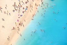 Tourists on the Sand Beach of Navagio Zakynthos Greece.-Calin Stan-Framed Premium Photographic Print