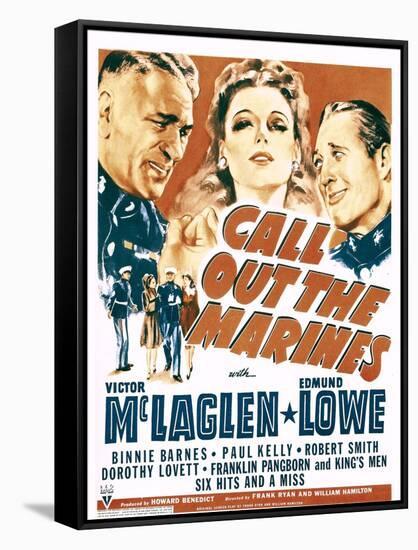Call Out the Marines, Victor Mclaglen, Binnie Barnes, Edmund Lowe on Window Card, 1942-null-Framed Stretched Canvas