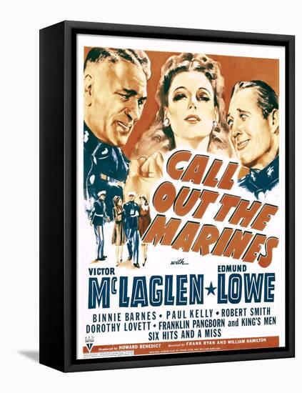 Call Out the Marines, Victor Mclaglen, Binnie Barnes, Edmund Lowe on Window Card, 1942-null-Framed Stretched Canvas