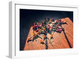 Calla Lilies on Wood Floor-null-Framed Photo