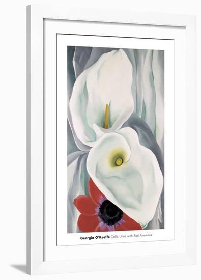 Calla Lilies with Red Anemone, 1928-Georgia O'Keeffe-Framed Art Print