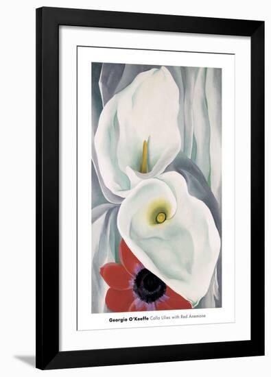 Calla Lilies with Red Anemone, 1928-Georgia O'Keeffe-Framed Art Print