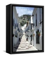 Calle San Sebastian, a Narrow Street in Mountain Village, Mijas, Malaga, Andalucia, Spain-Pearl Bucknall-Framed Stretched Canvas