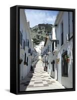 Calle San Sebastian, a Narrow Street in Mountain Village, Mijas, Malaga, Andalucia, Spain-Pearl Bucknall-Framed Stretched Canvas