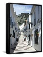 Calle San Sebastian, a Narrow Street in Mountain Village, Mijas, Malaga, Andalucia, Spain-Pearl Bucknall-Framed Stretched Canvas