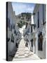 Calle San Sebastian, a Narrow Street in Mountain Village, Mijas, Malaga, Andalucia, Spain-Pearl Bucknall-Stretched Canvas