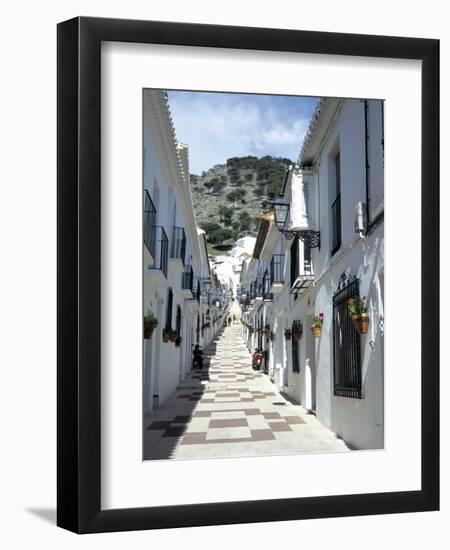 Calle San Sebastian, a Narrow Street in Mountain Village, Mijas, Malaga, Andalucia, Spain-Pearl Bucknall-Framed Premium Photographic Print