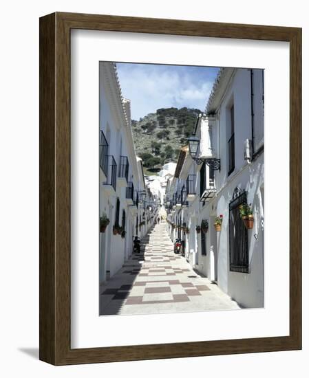 Calle San Sebastian, a Narrow Street in Mountain Village, Mijas, Malaga, Andalucia, Spain-Pearl Bucknall-Framed Photographic Print