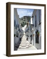 Calle San Sebastian, a Narrow Street in Mountain Village, Mijas, Malaga, Andalucia, Spain-Pearl Bucknall-Framed Photographic Print