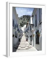 Calle San Sebastian, a Narrow Street in Mountain Village, Mijas, Malaga, Andalucia, Spain-Pearl Bucknall-Framed Photographic Print