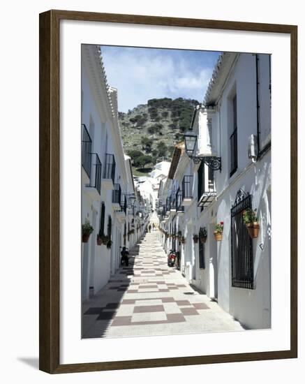 Calle San Sebastian, a Narrow Street in Mountain Village, Mijas, Malaga, Andalucia, Spain-Pearl Bucknall-Framed Photographic Print