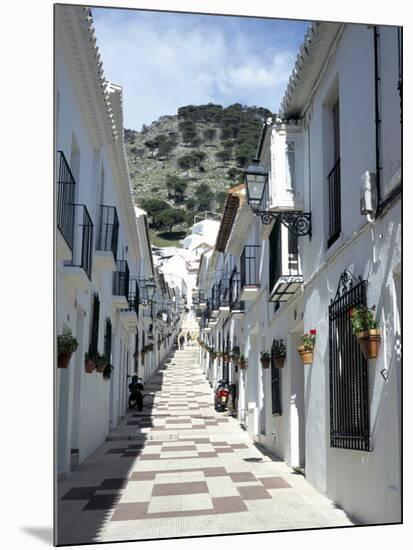 Calle San Sebastian, a Narrow Street in Mountain Village, Mijas, Malaga, Andalucia, Spain-Pearl Bucknall-Mounted Photographic Print