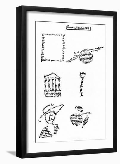 Calligram, Poem by Guillaume Apollinaire (1880-1918) February 9, 1915-null-Framed Photo