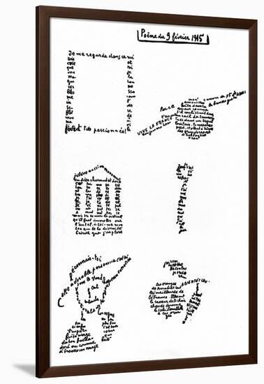 Calligram, Poem by Guillaume Apollinaire (1880-1918) February 9, 1915-null-Framed Photo