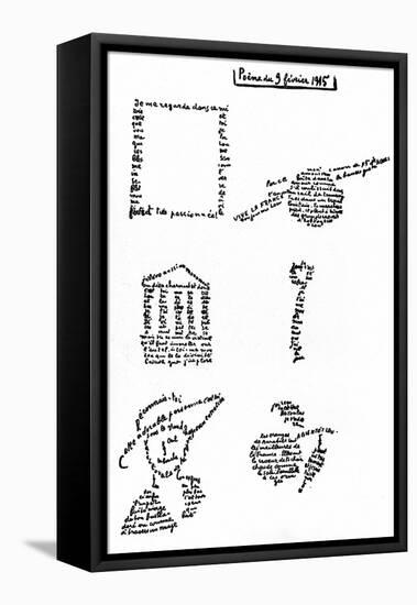 Calligram, Poem by Guillaume Apollinaire (1880-1918) February 9, 1915-null-Framed Stretched Canvas