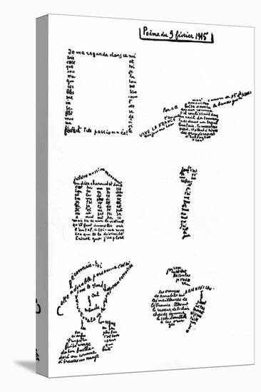 Calligram, Poem by Guillaume Apollinaire (1880-1918) February 9, 1915-null-Stretched Canvas