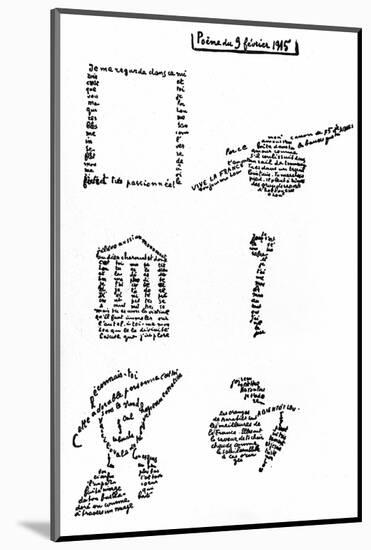 Calligram, Poem by Guillaume Apollinaire (1880-1918) February 9, 1915-null-Mounted Photo