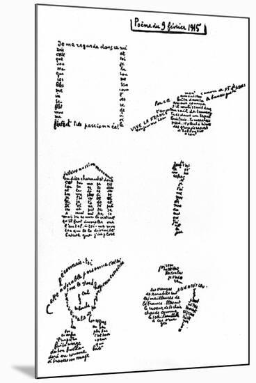 Calligram, Poem by Guillaume Apollinaire (1880-1918) February 9, 1915-null-Mounted Photo