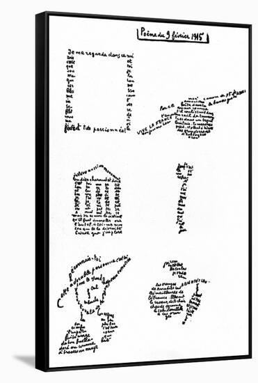 Calligram, Poem by Guillaume Apollinaire (1880-1918) February 9, 1915-null-Framed Stretched Canvas